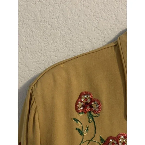 Vintage 1950s The Paddock Shops Suit Western Wear Light Yellow Flowers - Picture 9 of 16